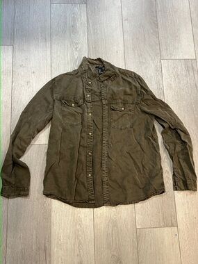 Forever 21 Olive Green Button-Front Utility Shirt Jacket